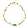 Emerald Stone Paperclip Bracelet