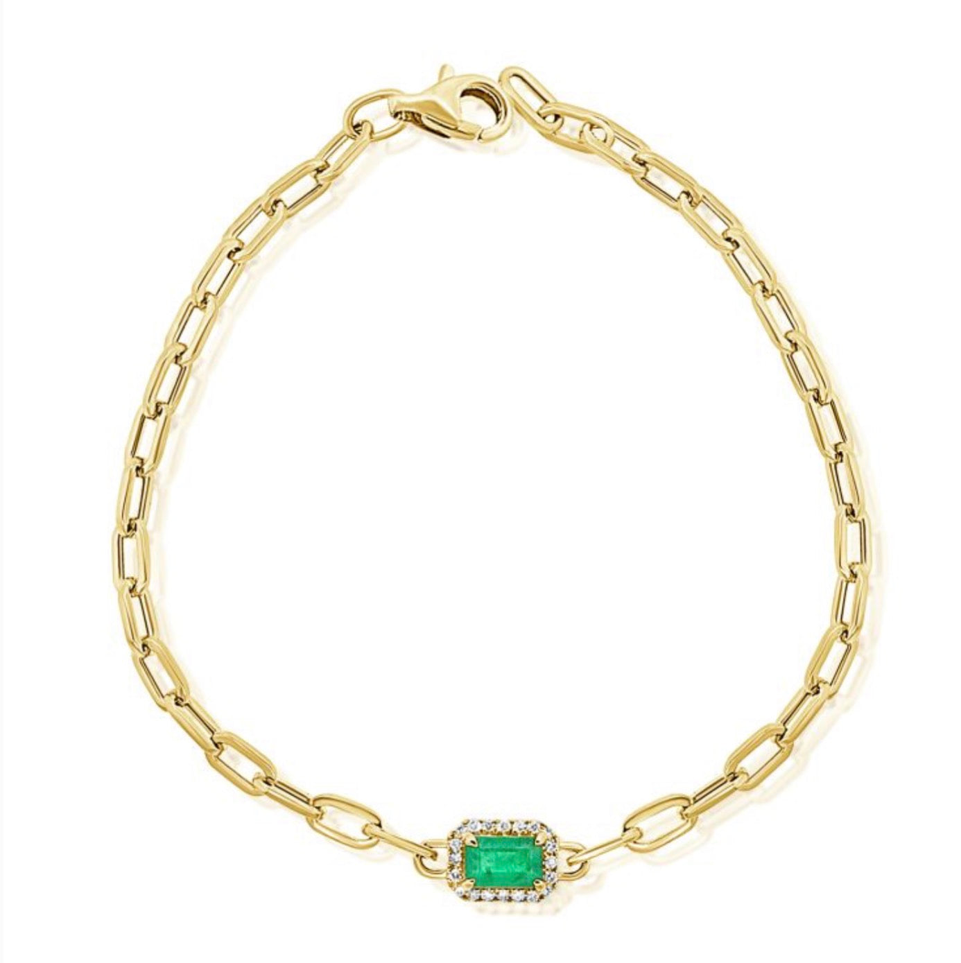 Emerald Stone Paperclip Bracelet