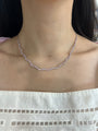 Pink Sapphire and Diamond Wave Tennis Necklace