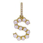 14k Yellow Gold Pearl Initial S Necklace Charm / Diamond Enhancer