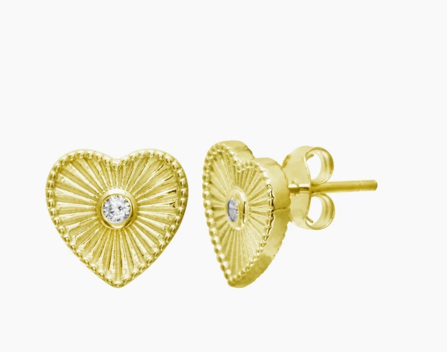 Fluted Heart Earring