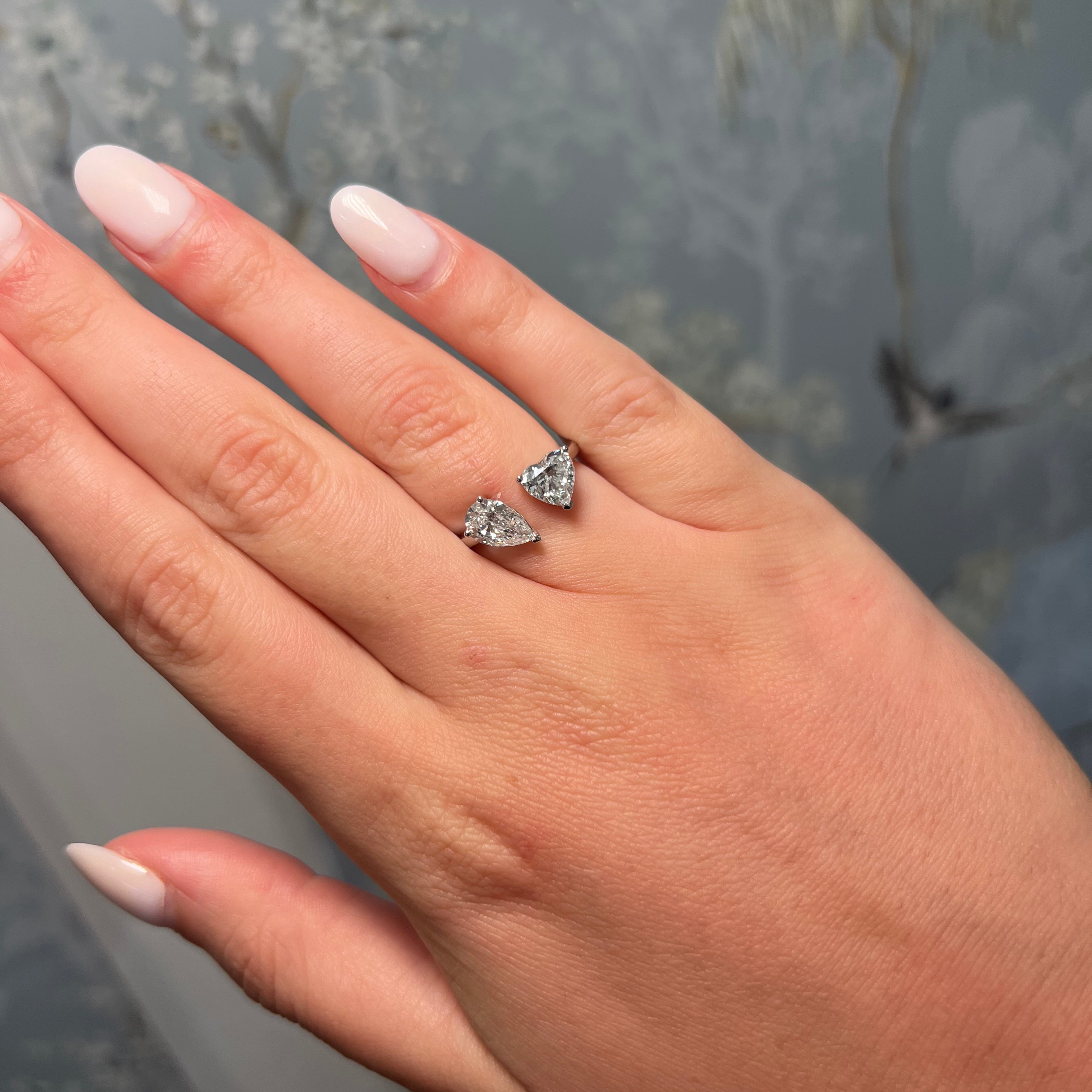 14k White Gold 2 Lab Diamond Stone Ring