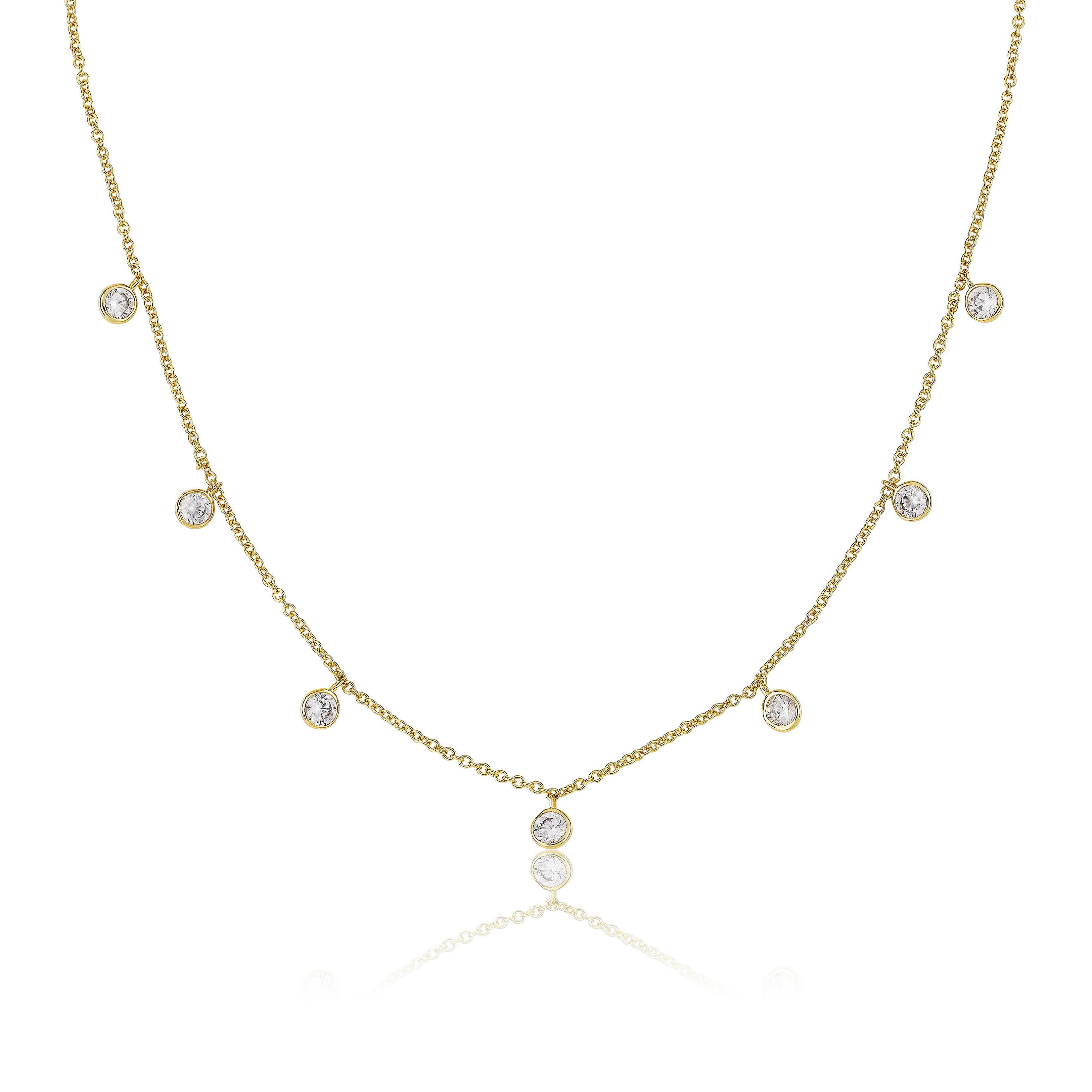 CZ Bezel Dangles Necklace