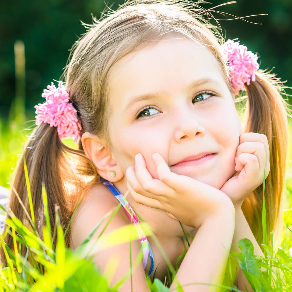 14k Gold Tiny Bezel Set CZ Baby / Toddler / Kids Earrings