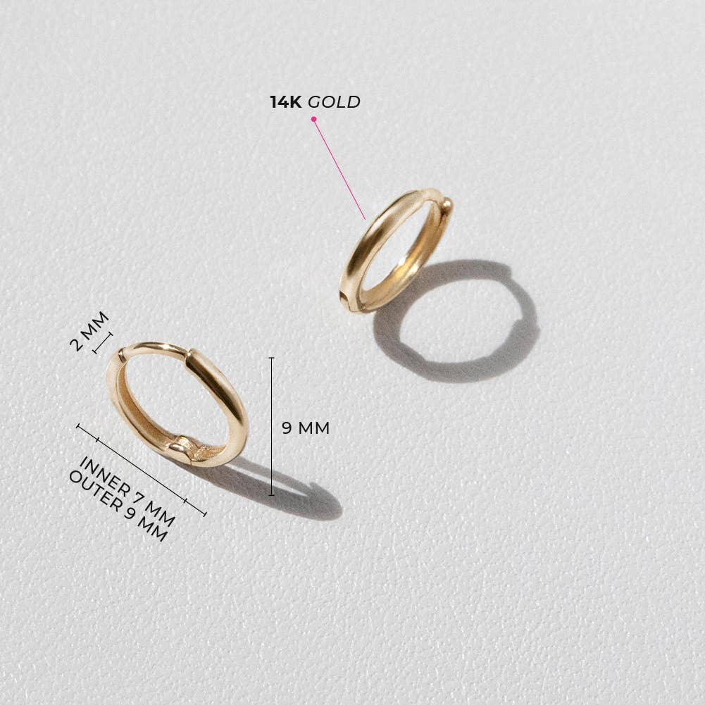 14k Yellow Gold Perfect Tiny Hoop 7mm Baby / Kids Earring