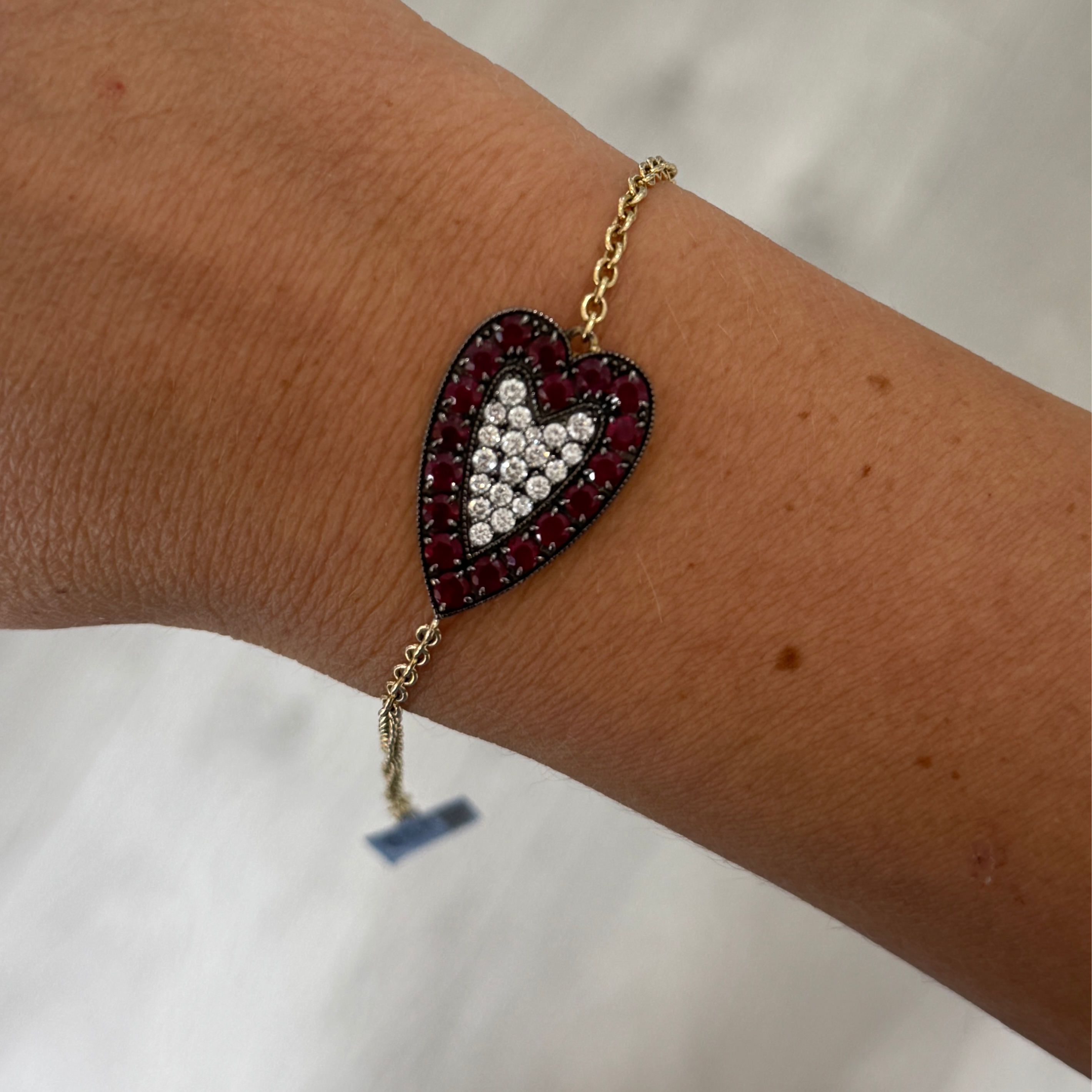 14k Yellow Gold Ruby Heart Bracelet