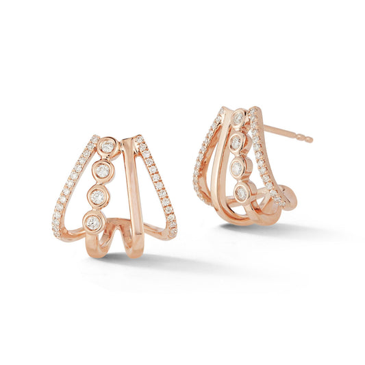 Rose gold and diamond cage earring