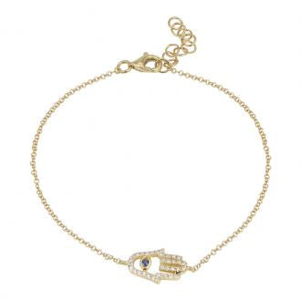 14k Yellow Gold Hamsa Diamond Bracelet