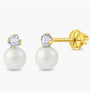 14k Pearl With CZ Drop Earrings