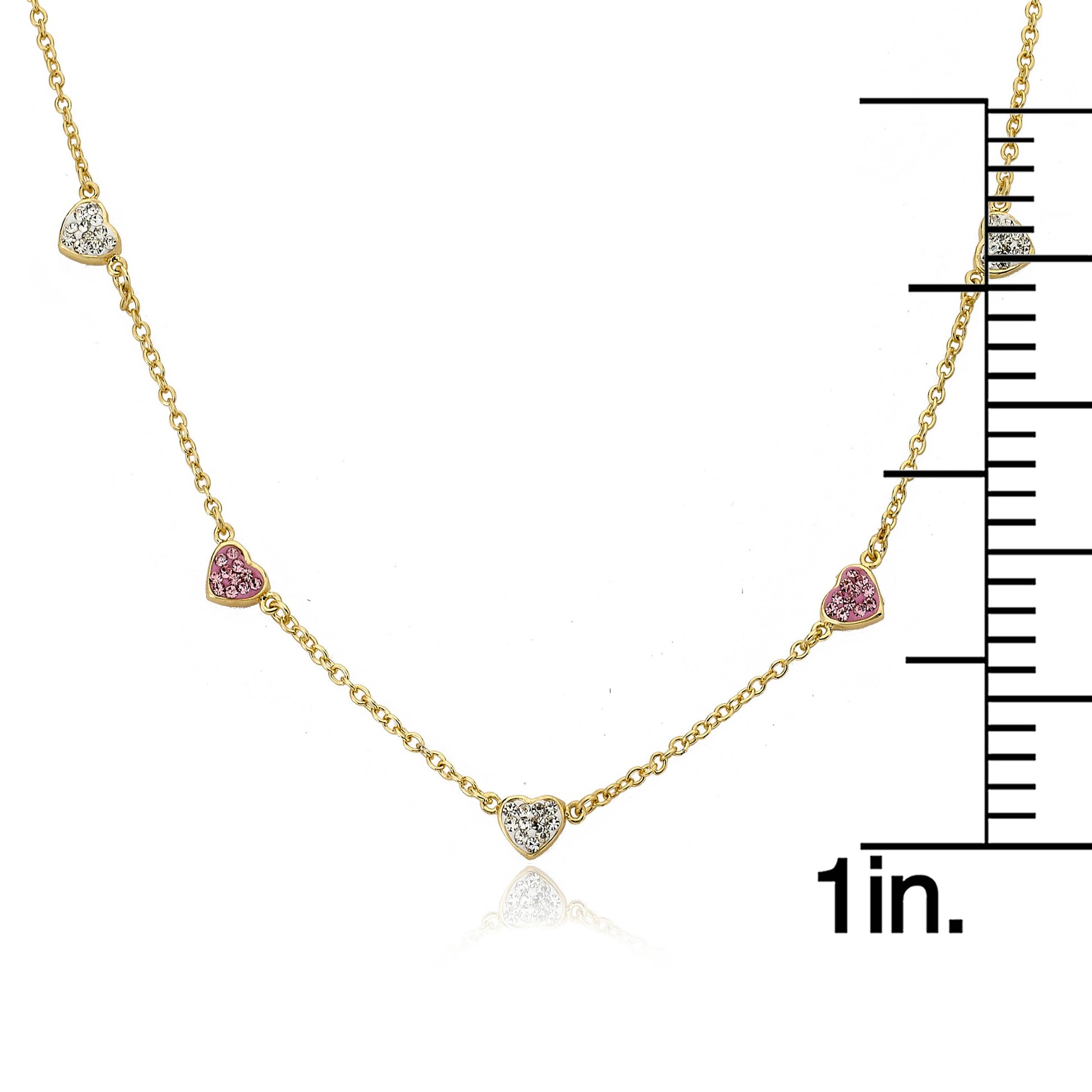 Crystal Hearts Chain Necklace