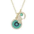 14k Yellow Gold Turquoise Charm Necklace