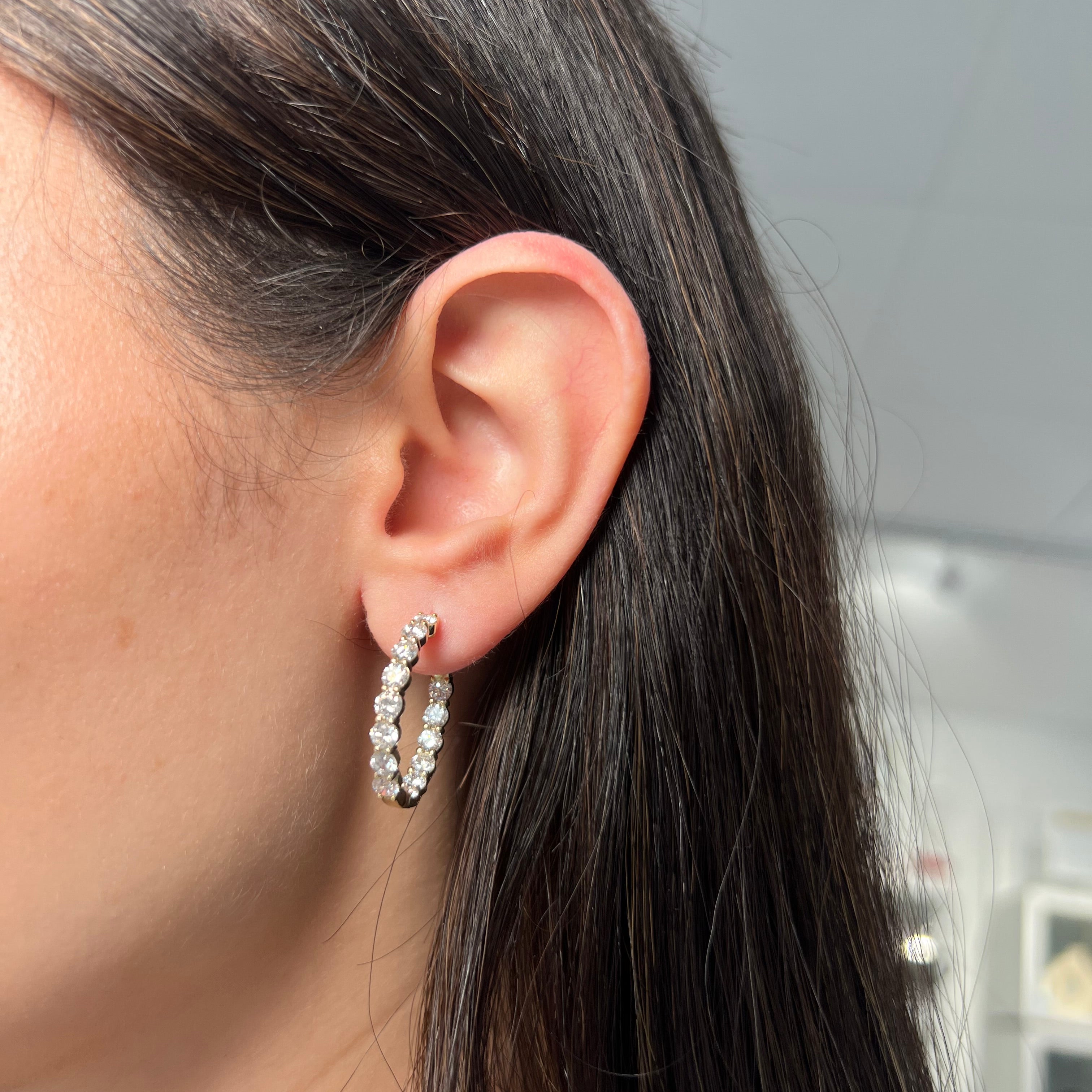 Yellow Gold Diamond Hoop Earrings
