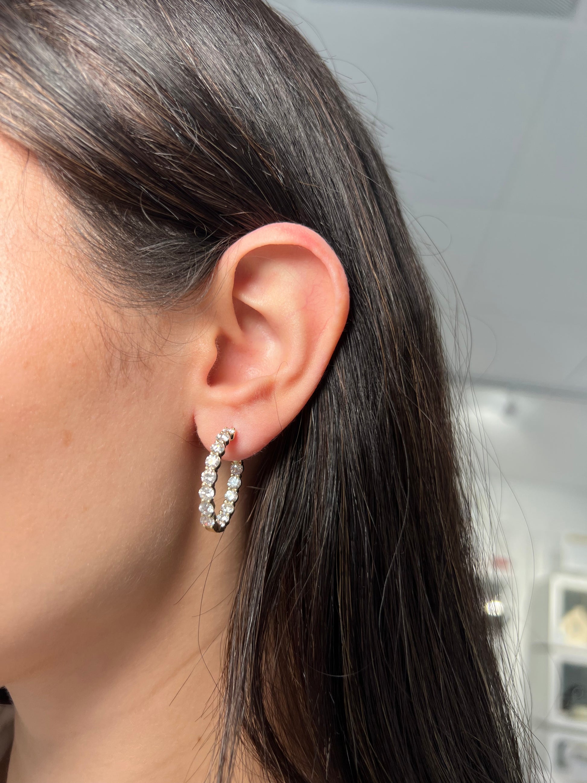 Yellow Gold Diamond Hoop Earrings
