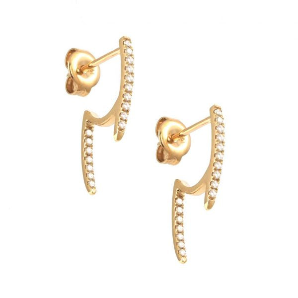 14k Gold Fashion Single Micro Pave Diamond Earrings