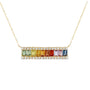 14k Rainbow and Diamond Bar Necklace