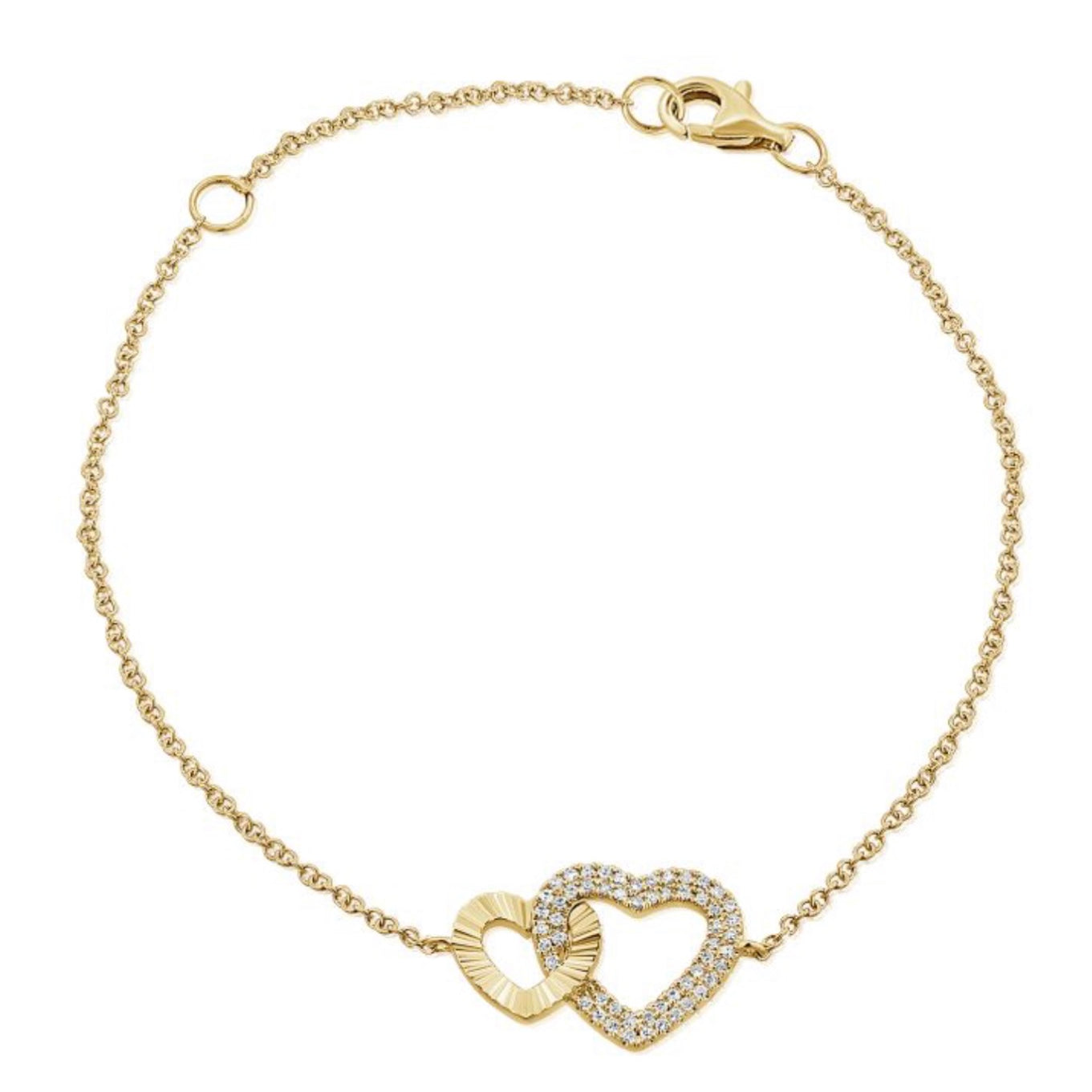 Interlocking Diamond and Fluted Heart Bracelet