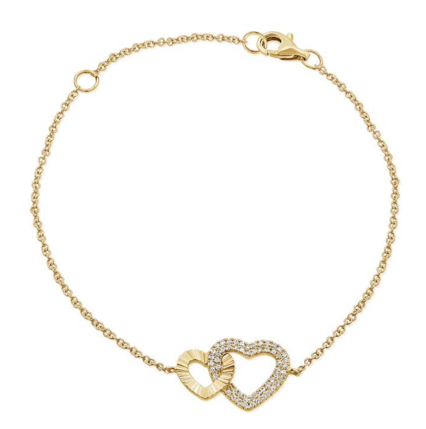 Interlocking Diamond and Fluted Heart Bracelet
