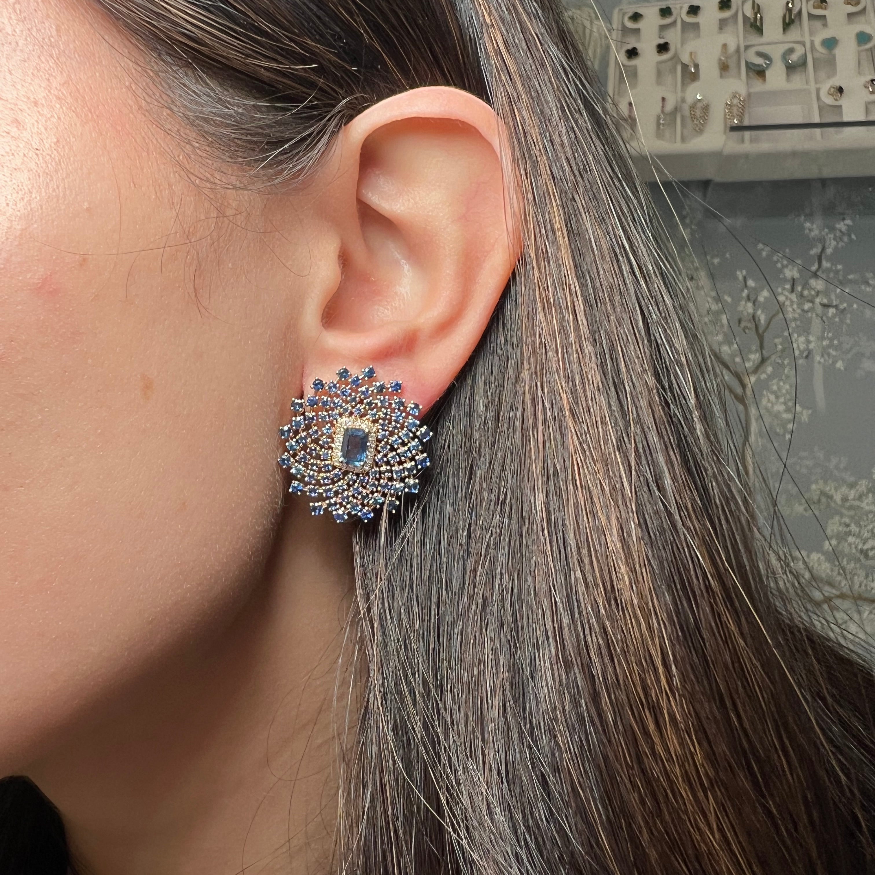 14k Yellow Gold Sapphire Stud Earrings