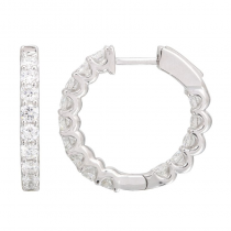 14k White Gold In And Out Diamond Hoop Earrings