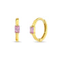 14k Gold Baguette Cut CZ Huggie 9mm Toddler / Kids Earrings