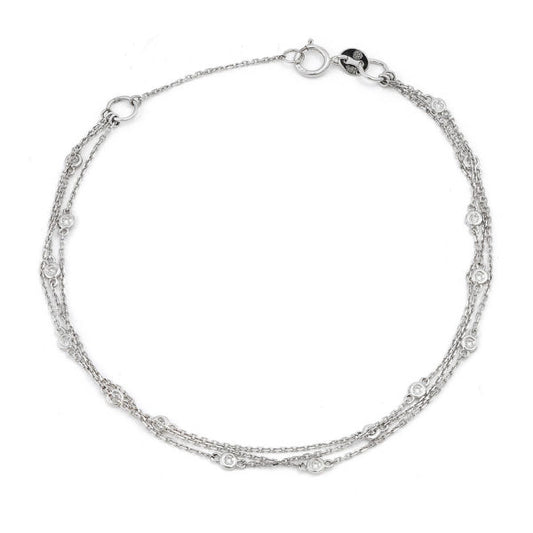 White Gold Diamond By The Yard Round Bezel Diamond Bracelet