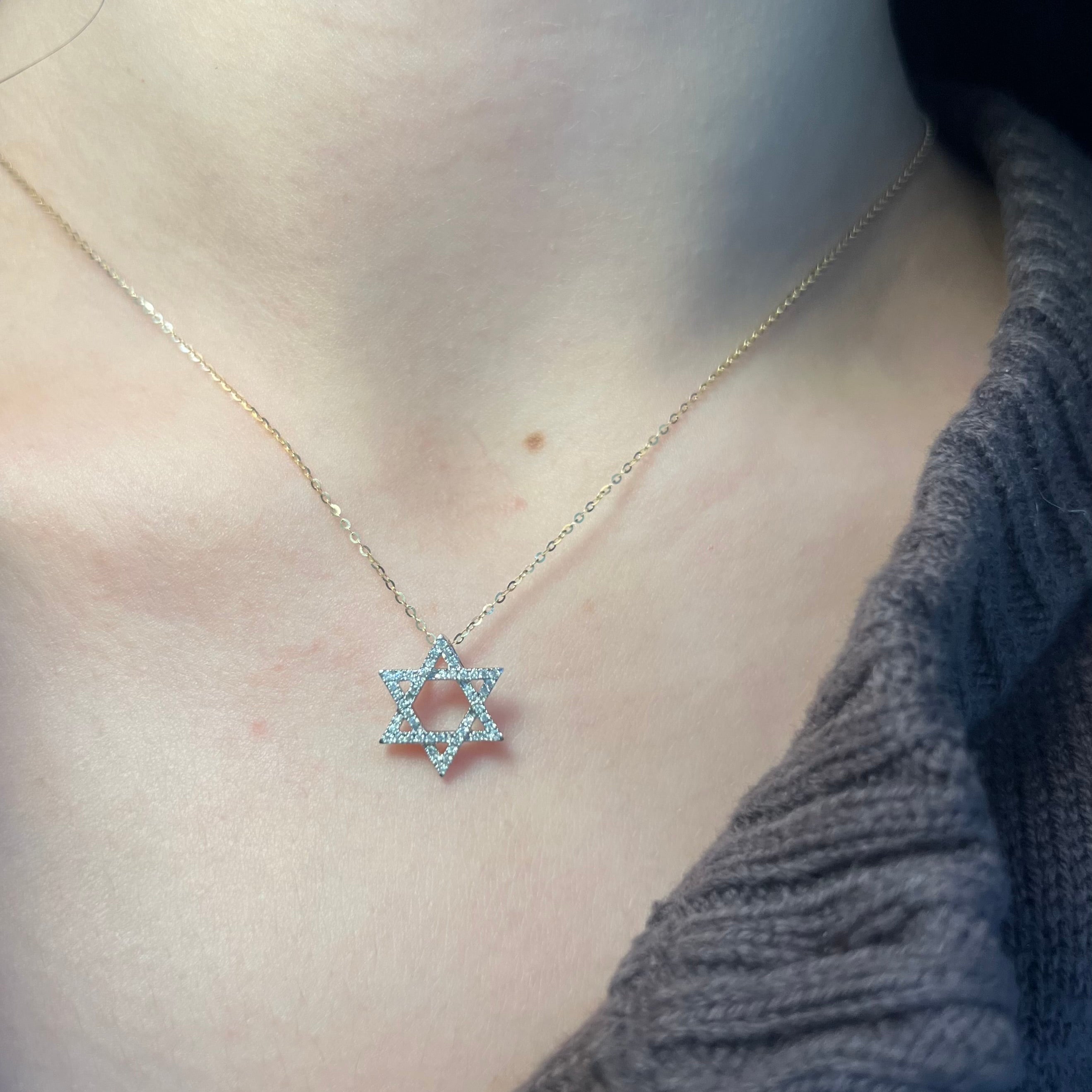 14k Gold Diamond Jewish Star Charm