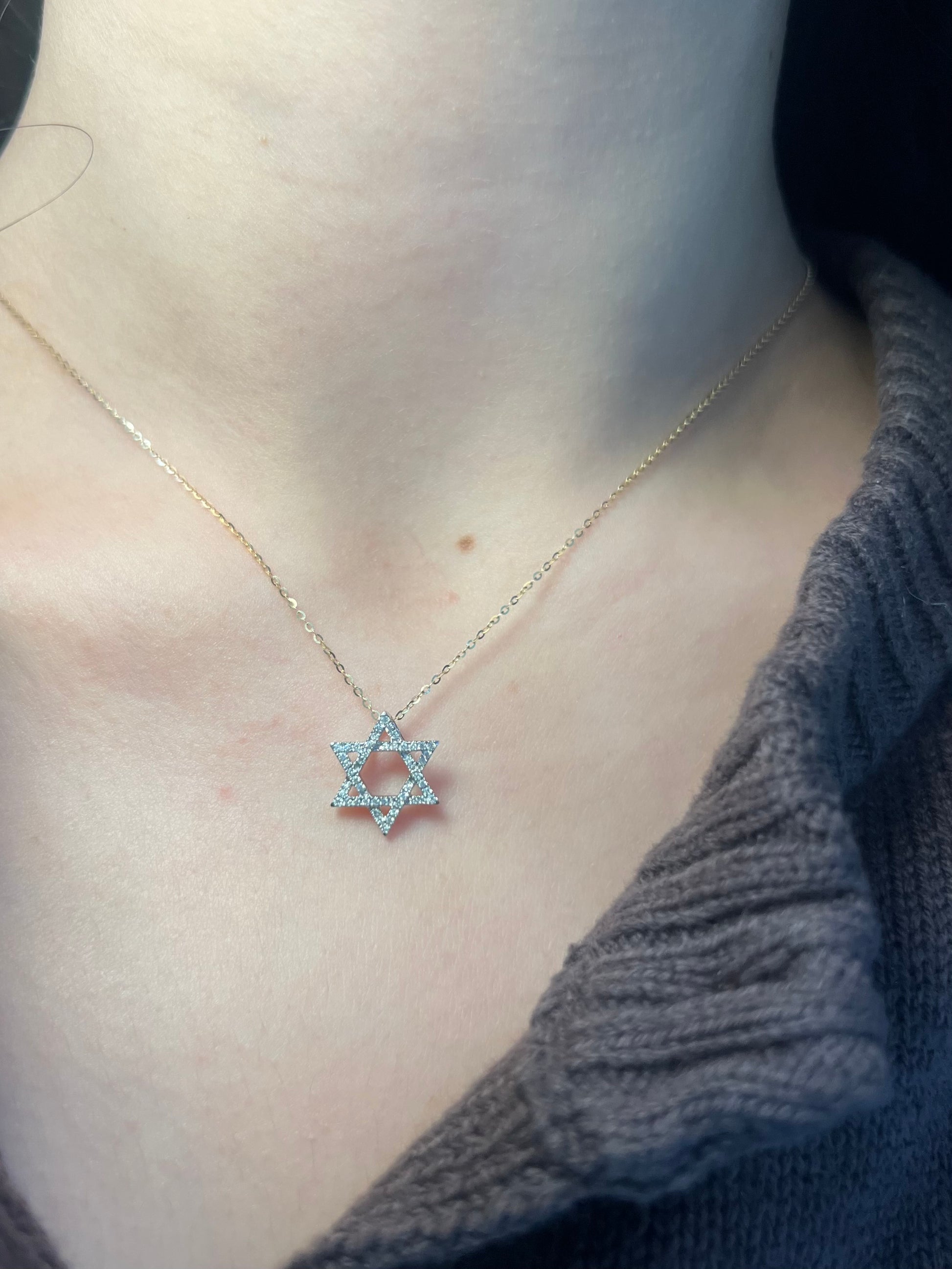 14k Gold Diamond Jewish Star Charm
