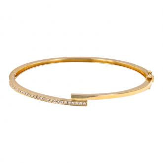 14k Yellow Gold Wrap Diamond Bangle