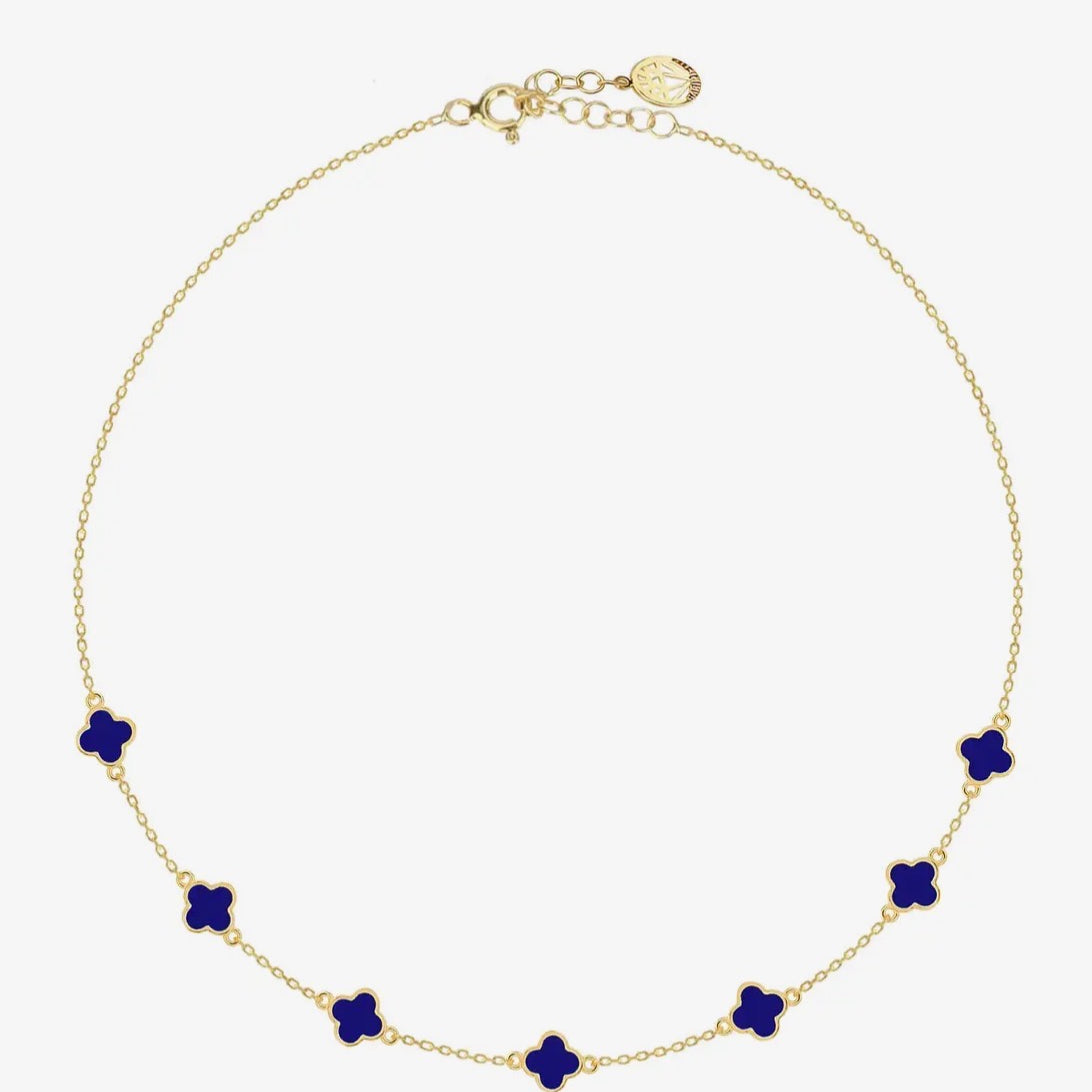 Gold Plated Enamel Clover Necklace
