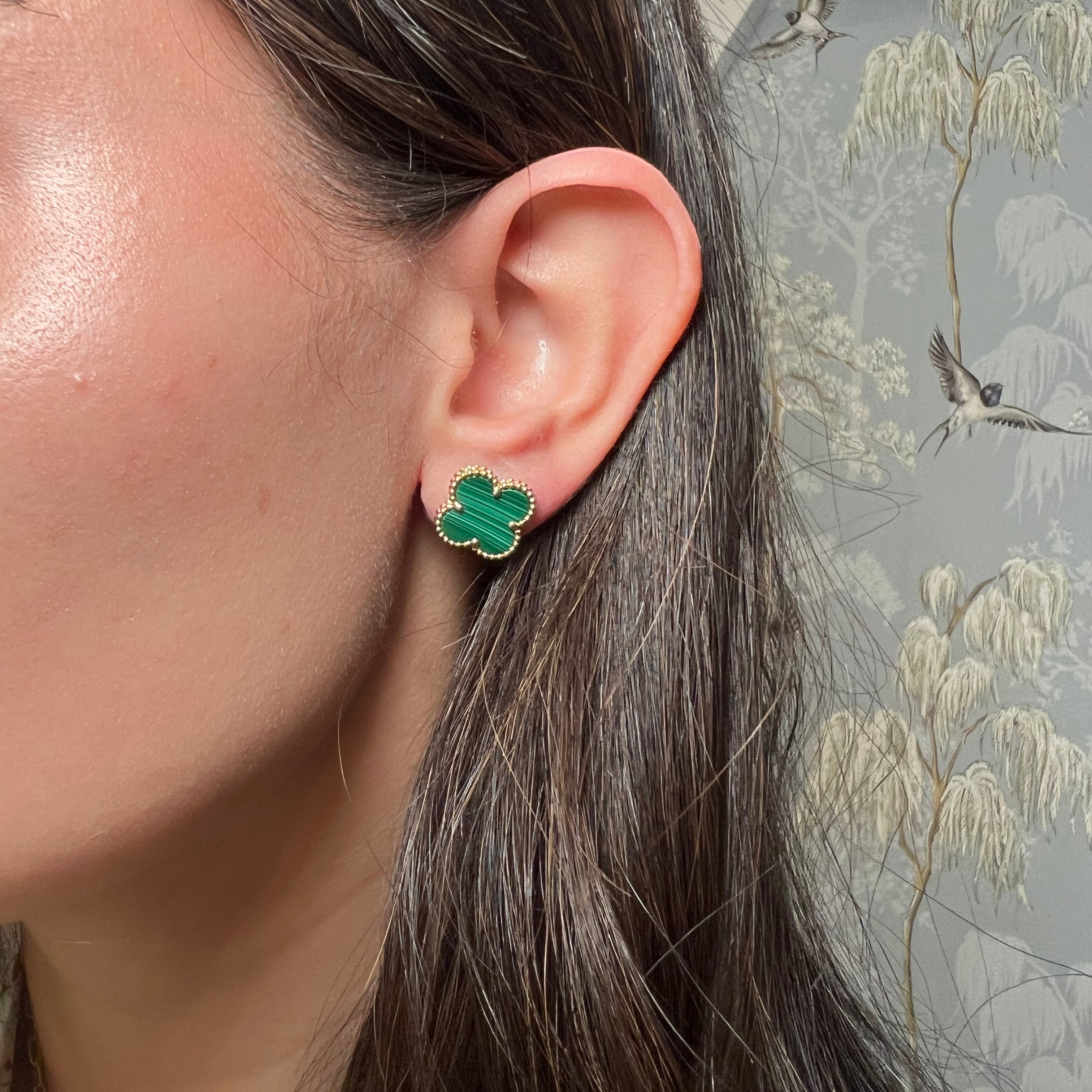 14k Yellow Gold Clover Stud Earring