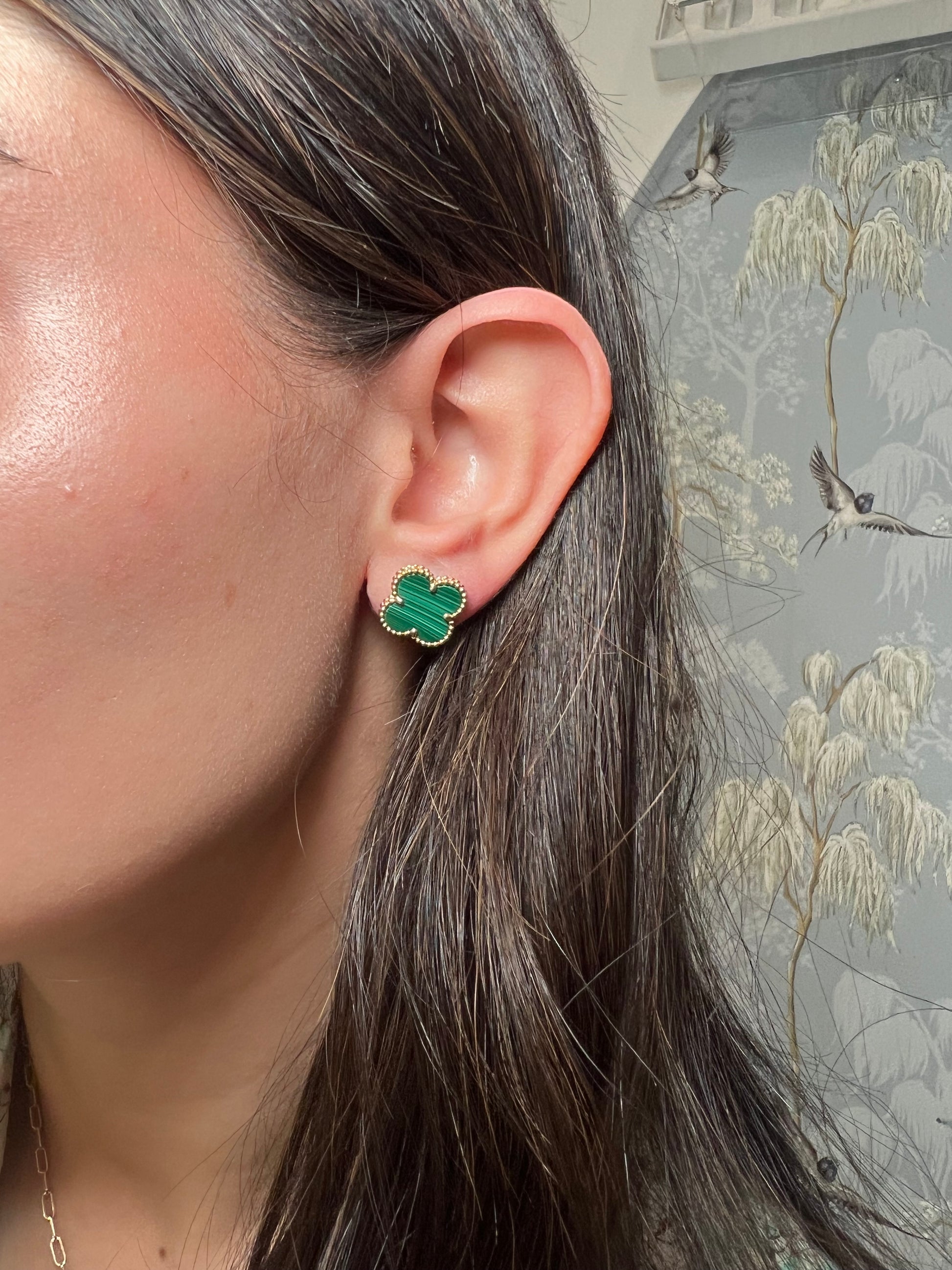 14k Yellow Gold Clover Stud Earring