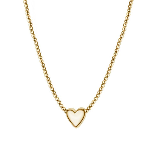 Gold Filled Beaded Puff Heart Necklace