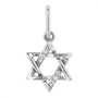 14k White Gold Star Of David Diamond Necklace Charm