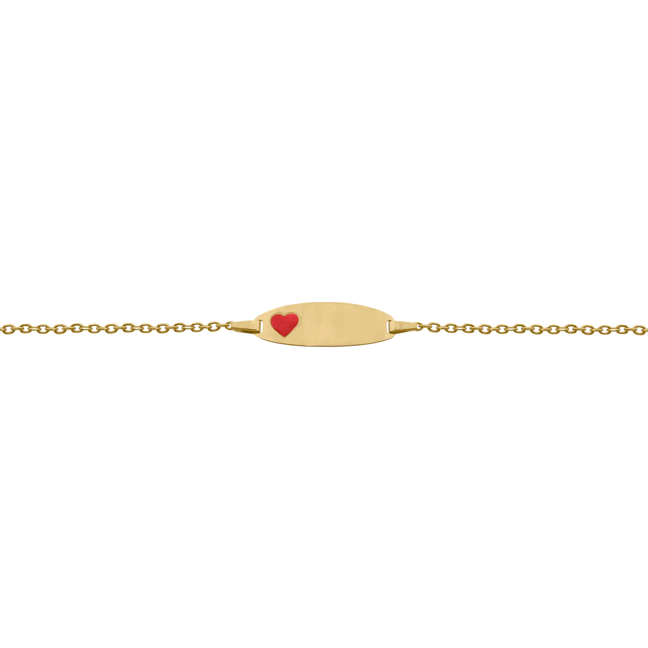 14k Yellow Gold Engravable Heart ID Bracelet