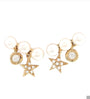 Yellow Gold Pearl Charm Earrings