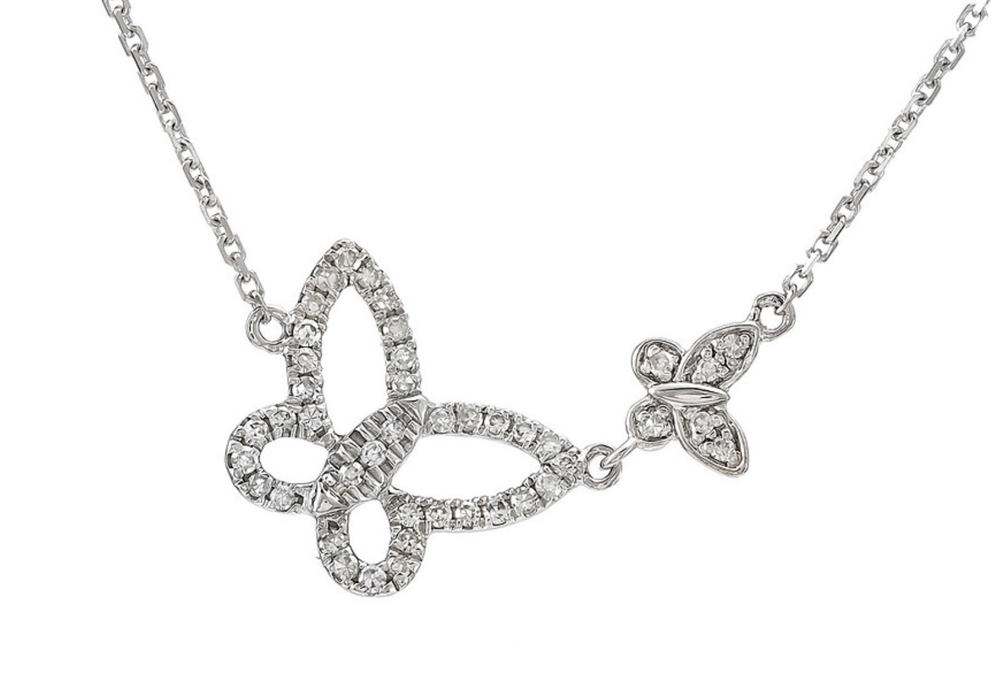 14k Gold Butterfly Single Micro Pave Diamond Necklace