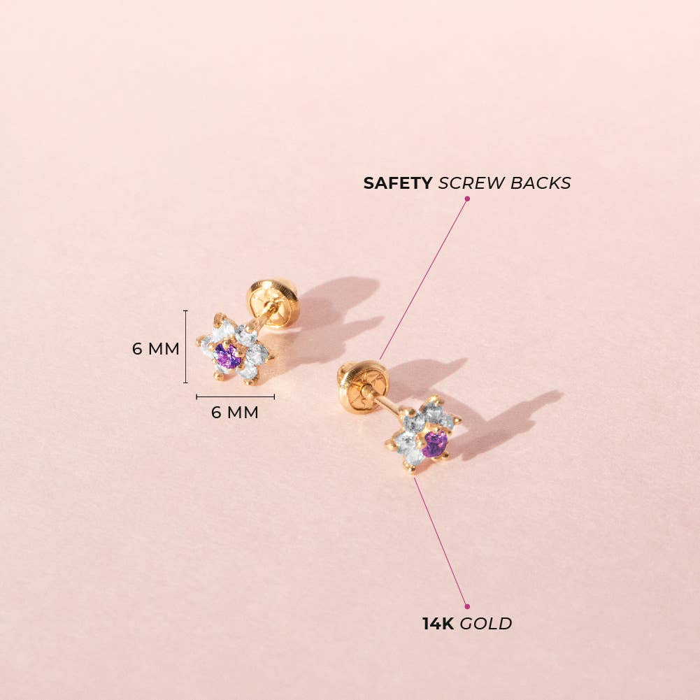 14k Gold Flower Baby / Toddler / Kids Earring