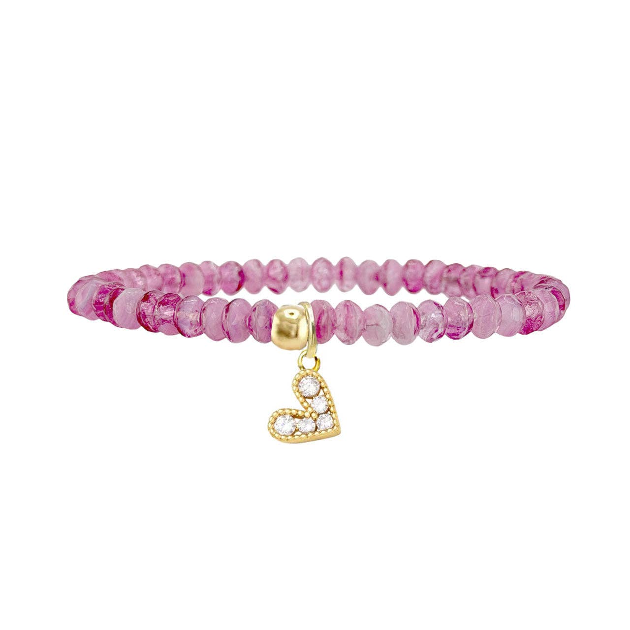 Crystal Heart Charm Beaded Bracelet