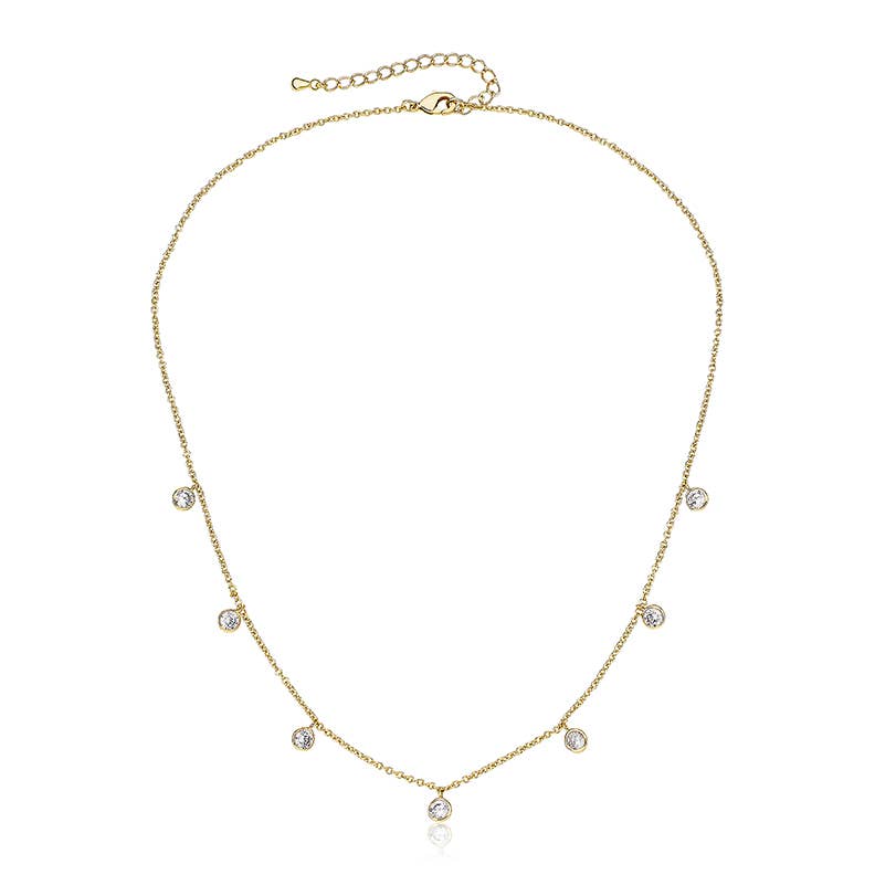 CZ Bezel Dangles Necklace