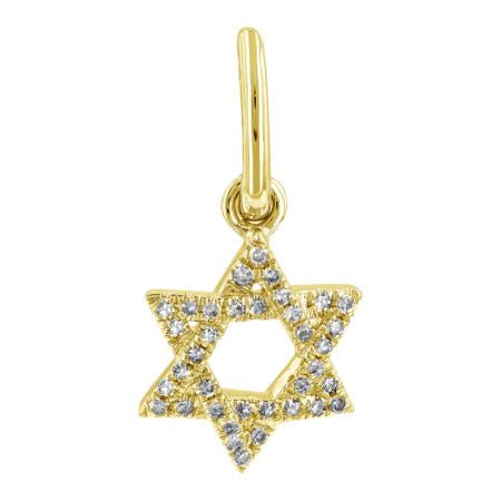 14k Yellow Gold Star Of David Diamond Neclace