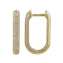 14k Yellow Gold Rectangle Diamond Huggie Earrings
