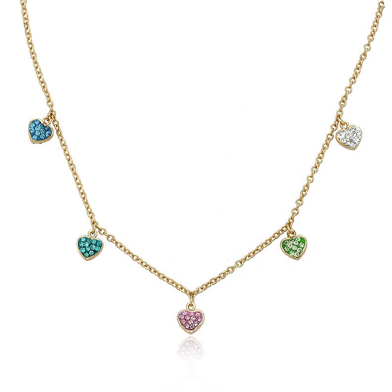 Crystal Hearts Dangle Necklace