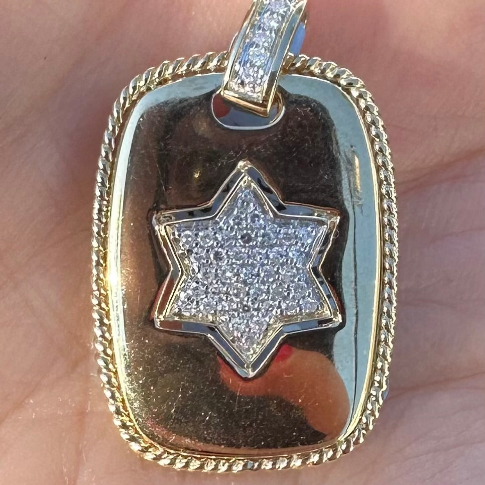 Yellow gold Star of David diamond Charm