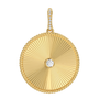 14k Yellow Gold Lines / Fluted Mixed Link Chain Disc Diamond Necklace Charm