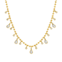 14k Yellow Gold Ball Chain Lab Diamond Necklace