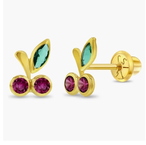 14k Gold Cherry Girl Earrings