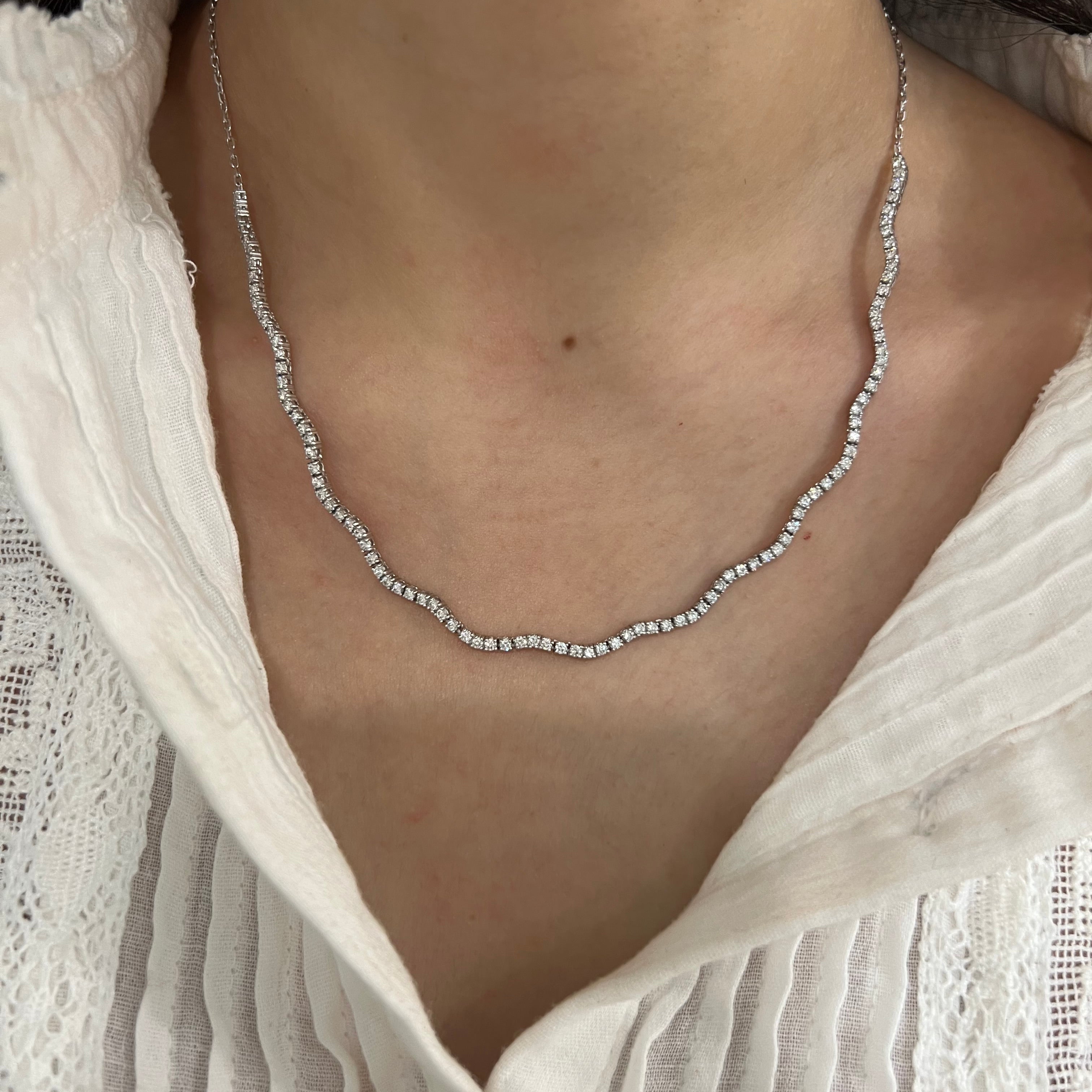 2.2ctw Lab Grown Wave Tennis Necklace