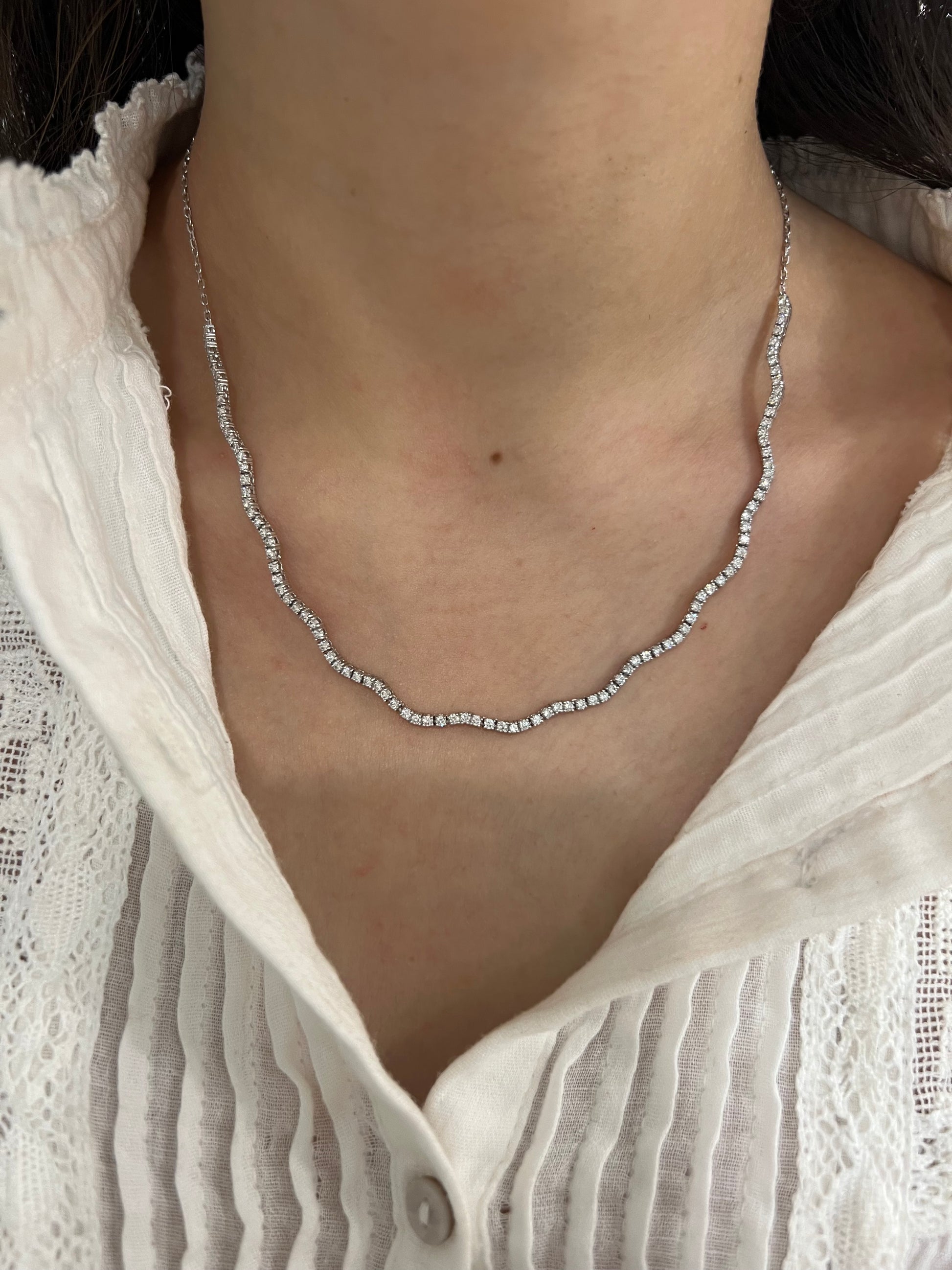2.2ctw Lab Grown Wave Tennis Necklace