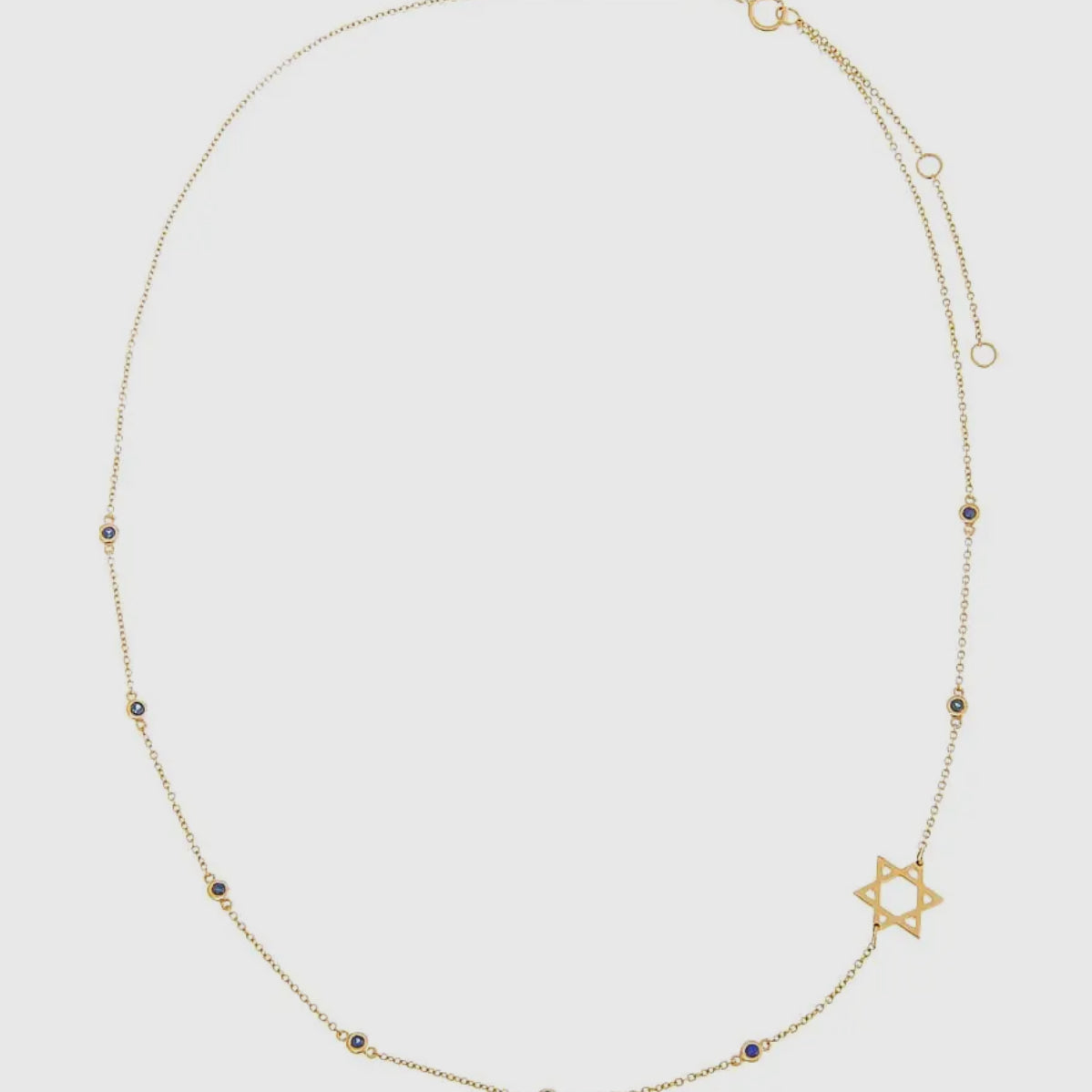 14k Sapphire Blue Star of David Necklace