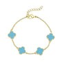 Four Leaf Clover Link Bracelet - Turquoise